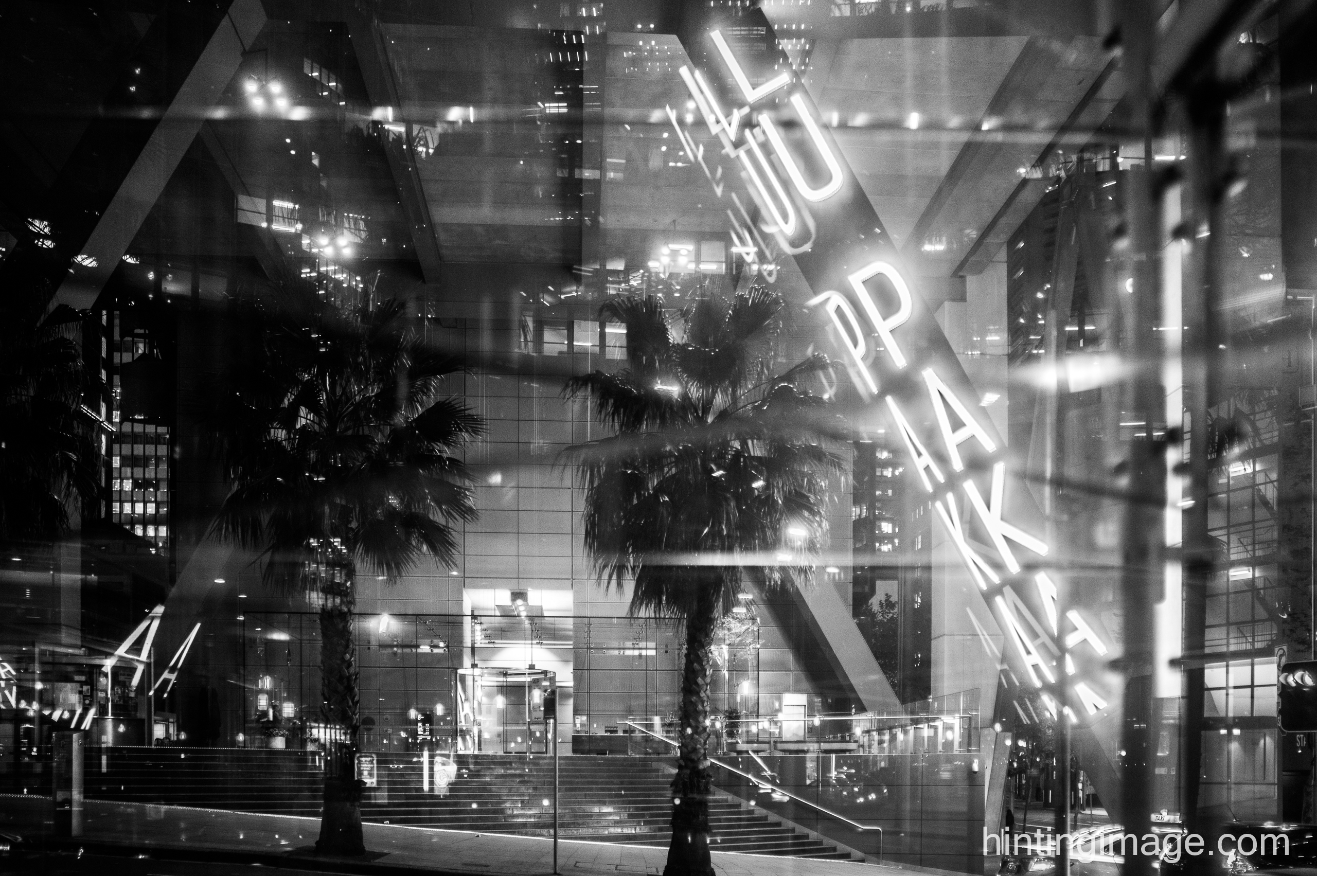 Chifley Sq Reflection black and white photo